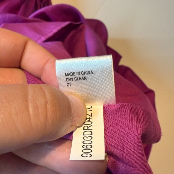 Antonia Melani Women M Rosalia Peasant Dress Tiered Puff Sleeve Silk Purple Boho - Picture 8 of 11